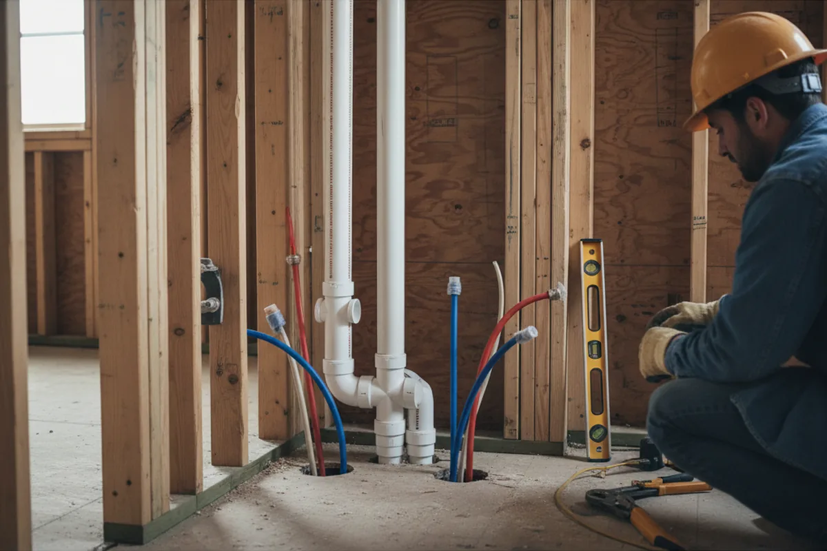 Drain and supply rough-in during Leak Detection in Sassamansville
