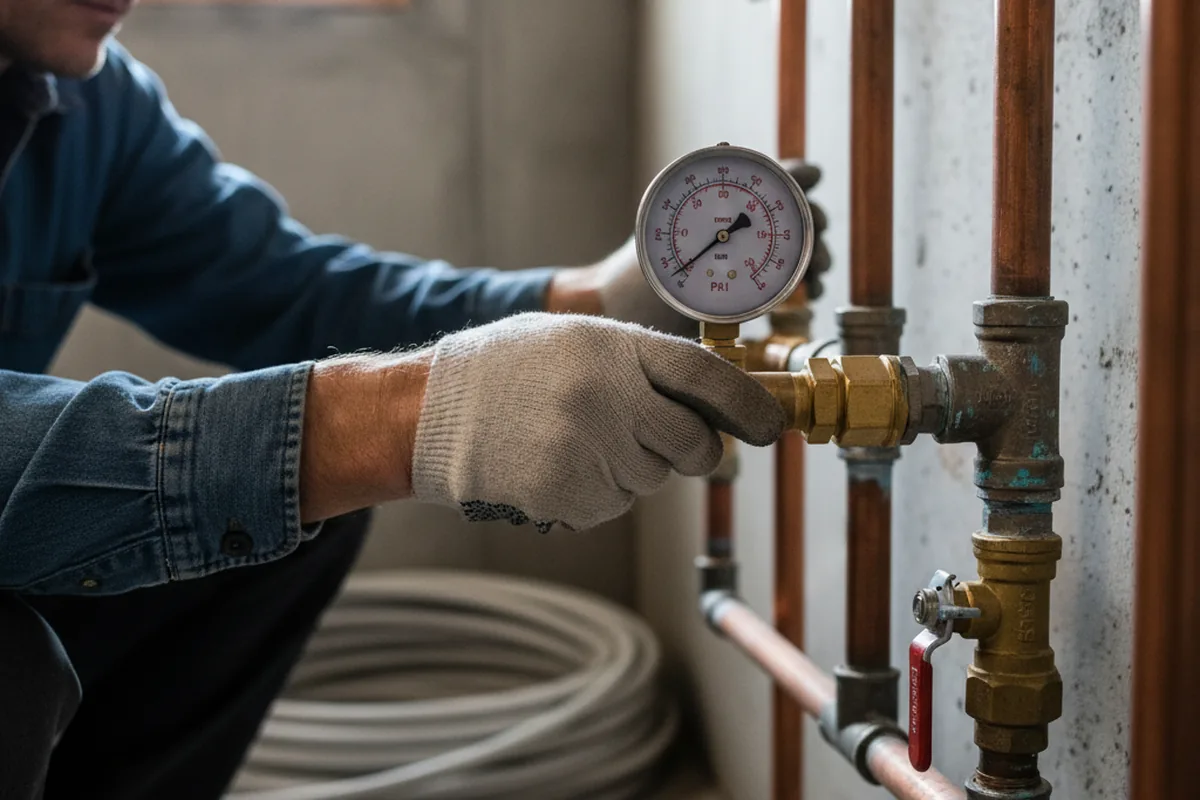 Pressure testing a repaired line during Water Line Repair in Sassamansville